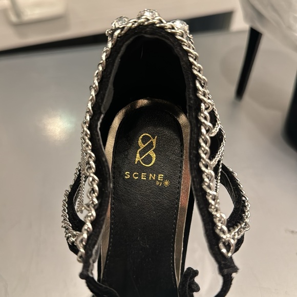 SCENE NIB NWT stiletto chain and rhinestone heels - Picture 11 of 14